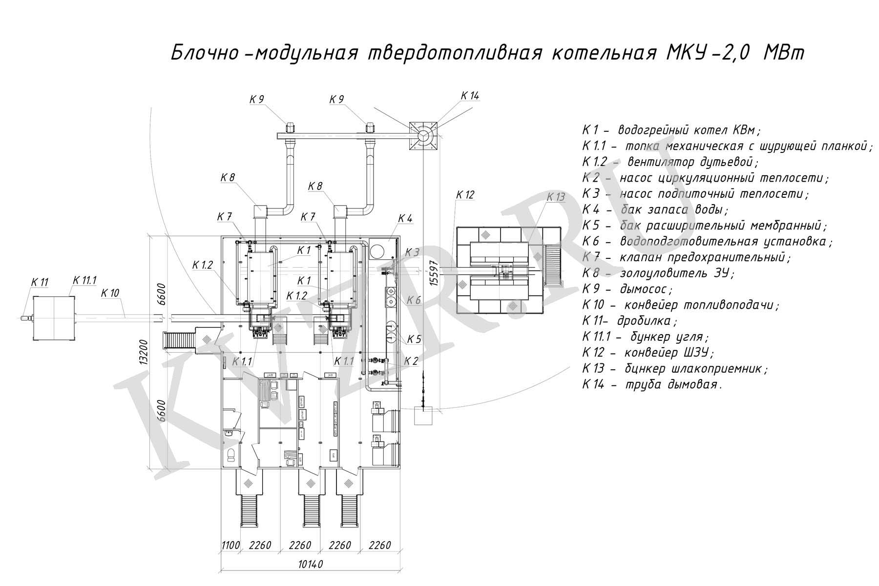 модульная котельная 1.1.МВт чертеж